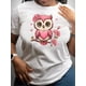 thumbnail image 1 of Womens Casual Sporty T-Shirt - Breathable, Comfort Fit, Crew Neck, Short Sleeve, Cute Heart Floral Cartoon Owl Print Tee - Machine Washable, All-Season, 1 of 6