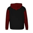 thumbnail image 4 of Bibifish Mens Hoodies Color Block Drawstring Hooded Sweatshirts With Plaid Pattern Fall Winter Warm Fleece Lightweight Pullover Tops, 4 of 5