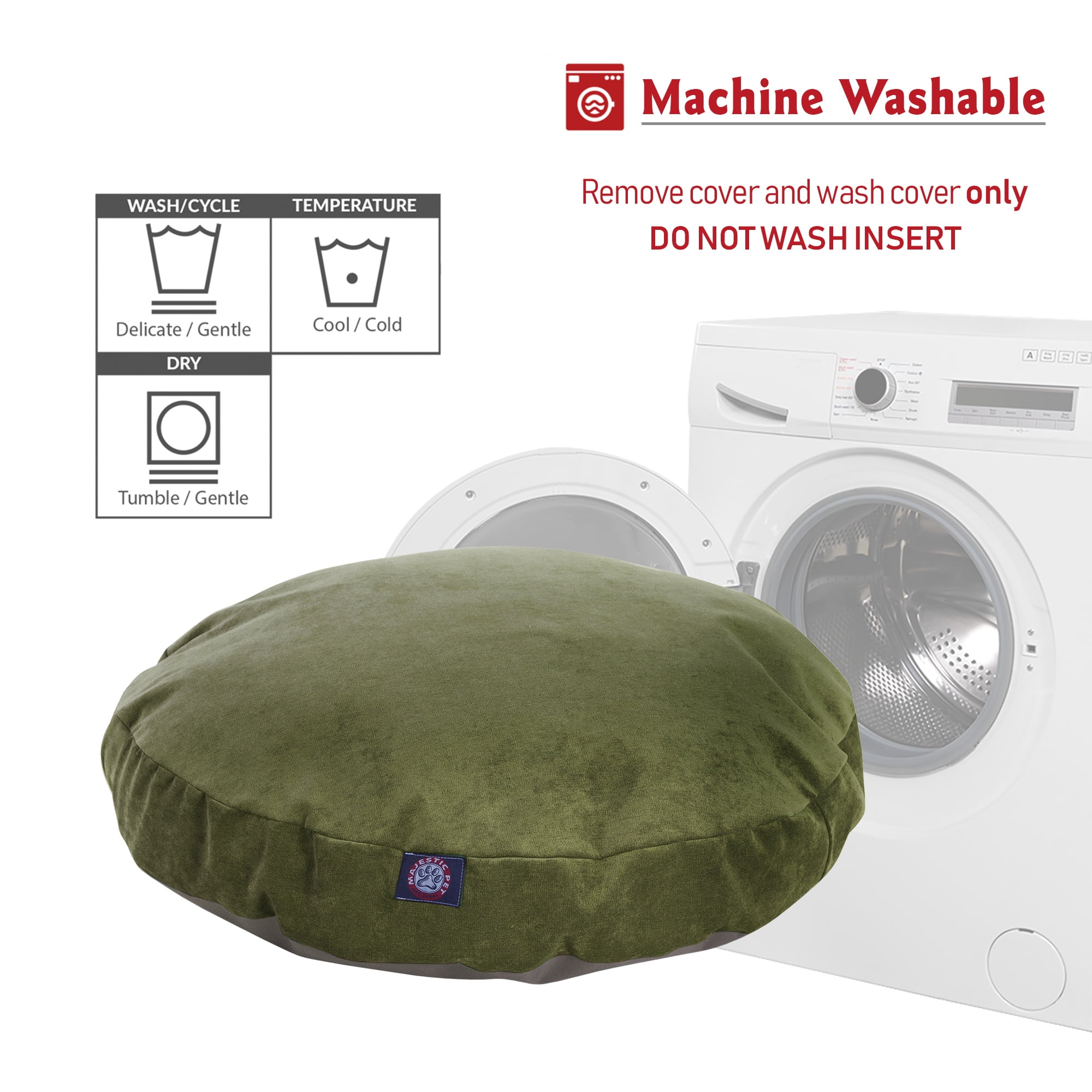 Majestic Pet Villa Round Dog Bed Velvet Removable Cover Fern Large 42" x 42" x 5"