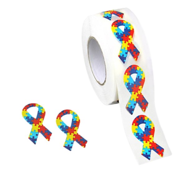 Small Autism Awareness Ribbon Stickers (250 per Roll)