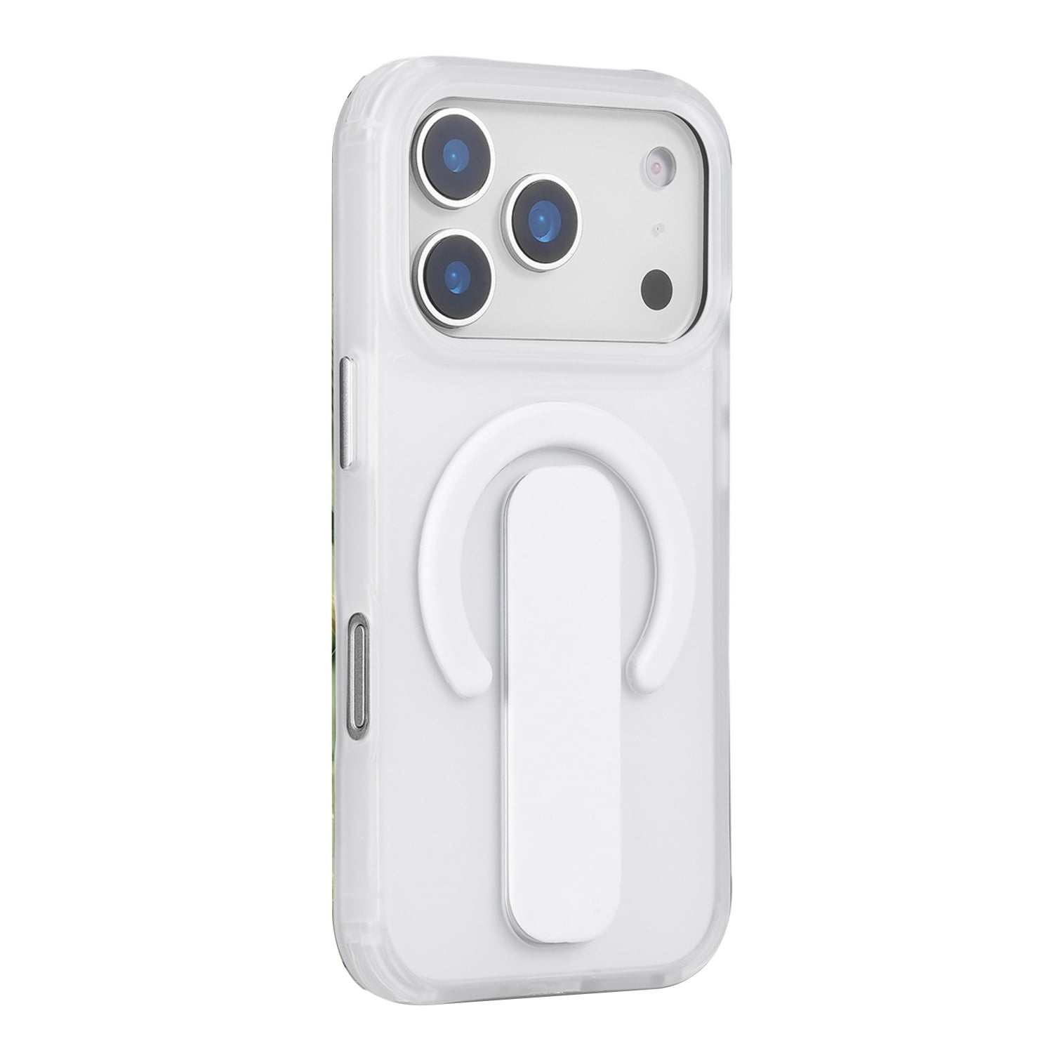 Durable Sophisticated Matte Stand Holder Case with Magsafe for iPhone 17 Pro - White