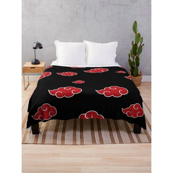 Naruto Akatsuki Symbol Flannel Blanket, Soft & Warm Cozy Bed Throw - Size 30x40