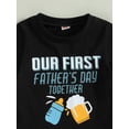 thumbnail image 4 of Father's Day Newborn Infant Baby Boys Short Sleeve Letters Print Tops Drawstring Short 2pcs Set, 4 of 8