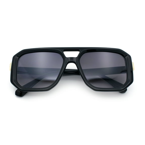 Gentlemans Geometric Flat Top Racer Thick Plastic Hipster Fashion Sunglasses Black -Smoke