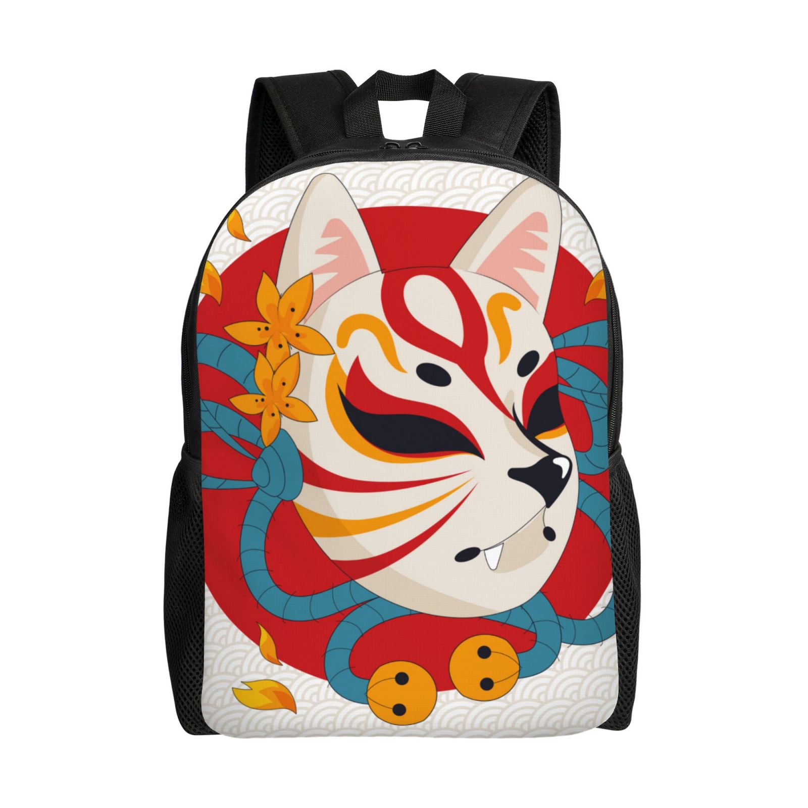 ZNDUO Travel Backpack, Hand Drawn Kitsune Fox Mask Pattern Backpack for ...