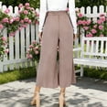 thumbnail image 5 of FRSASU Womens Chiffon Wide Leg Skirt Pants Boho Loose Palazzo with Elastic Waist Lace up Beach Vacation Pants Pink, 5 of 9