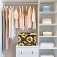 thumbnail image 4 of Yayeee Collapsible Cube Storage Bin with Lid Fabric Closet Decorative Basket with Handles, Black Sunflower Pattern, 4 of 7