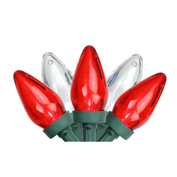 Set of 25 Red & White LED C7 Christmas Lights