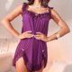 thumbnail image 1 of Karight Women's Floral Lace Trim Mesh Nightdress Sleeveless Sweetheart Neck Sheer Nightdress Briefs 2Pcs Set Nightwear, 1 of 3