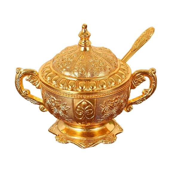 CoudarTitie Sugar Bowl with Lid Container Dustproof Lid with Spoon Sugar Pot Decorative Easy