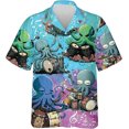 thumbnail image 4 of Camisa de verano para hombre con estampado 3D de pulpo y animales marinos, manga corta, botones de solapa, camisas personalizadas para viajar al trabajo, estilo hawaiano, 4 of 5