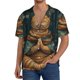 thumbnail image 1 of Balery Surreal Meditating Cat Camisa Casual de Manga Corta con Botones para Hombre, Texturizada, Estilo Cubano, para Playa, Verano-3X-Large, 1 of 5