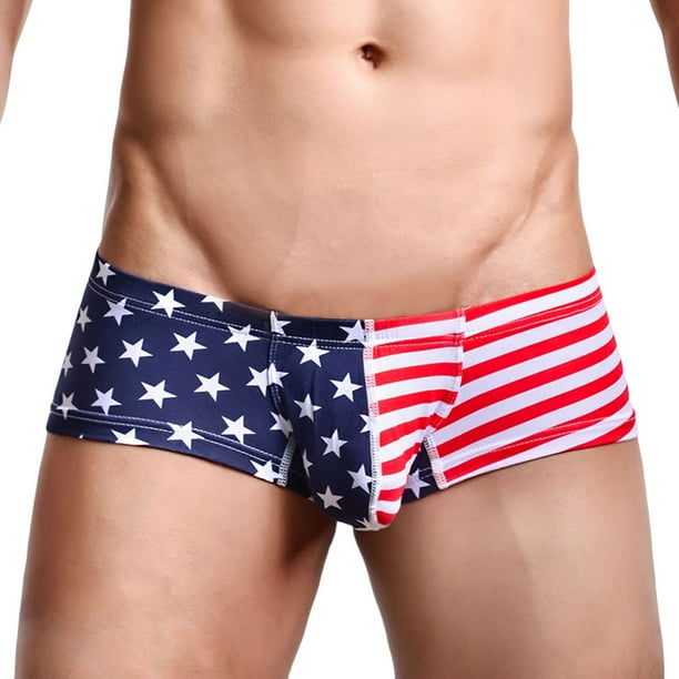 Hombres Casual Dia de la Independencia Bandera Imprimir Sexy Cintura baja Transpirable Bragas Boxer Pompotops qyievc5057 Bodega Aurrera en linea