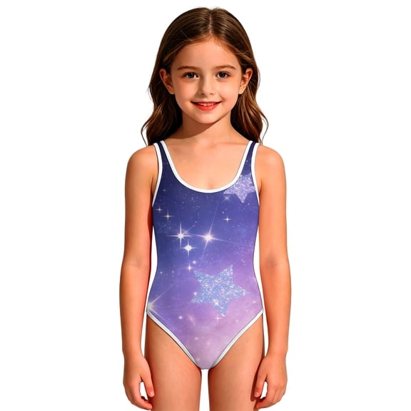 CCRFTGI Girls Swimsuits Summer Quick Dry One Piece Bathing Suit Cute Gradient Beach Swimwear Swimsuits Girls Clothes Girls Bathing Suits Dark Purple 5-6 Years