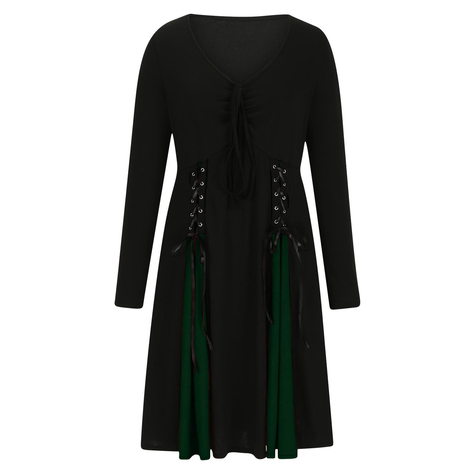 DDAPJ pyju Gothic Steampunk Dresses for Women Victorian Queen Ball Gown Masquerade Dress Party Dresses Green XL