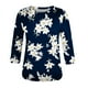thumbnail image 4 of ICHUANYI Clearance Women's Fashion Printed T-shirt 3/4 Sleeves Blouse Round Neck Casual Tops(Navy, S) ICHUANYI WER2023080810978, 4 of 5