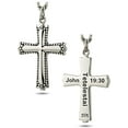 thumbnail image 3 of Women's Stainless Steel Reflection Cross Necklace-John 19:30 by Shields of Strength, 3 of 4