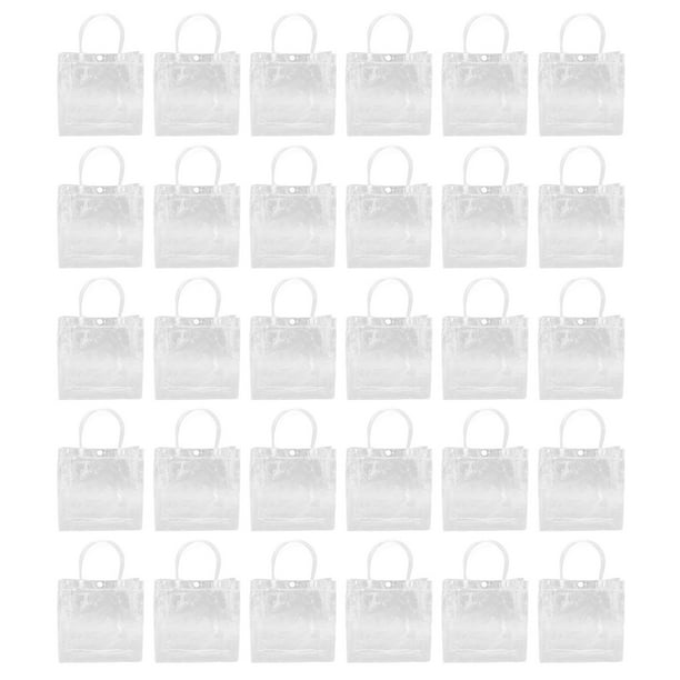 30 bolsas de regalo de plástico PVC transparente con asas, reutilizables, para compras, negocios, boutiques, bodas, fiestas de cumpleaños, etc.
