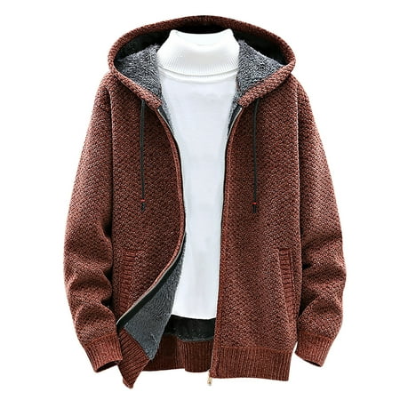 

Ziloco Men s Jacket Classic Solid Color Knitted Sweater Cardigan Sweater Slim Jacket scrub jackets for women Brown L