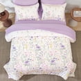 thumbnail image 3 of 7-Piece Pink Green Floral Bedding Set, Cottagecore Botanical Farmhouse Style Soft All-Season Queen Size Bed in a Bag, 3 of 10