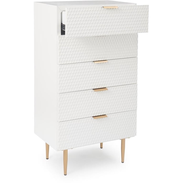 Atlin Designs Modern 5 Drawer Tallboy Dresser White - Walmart.com
