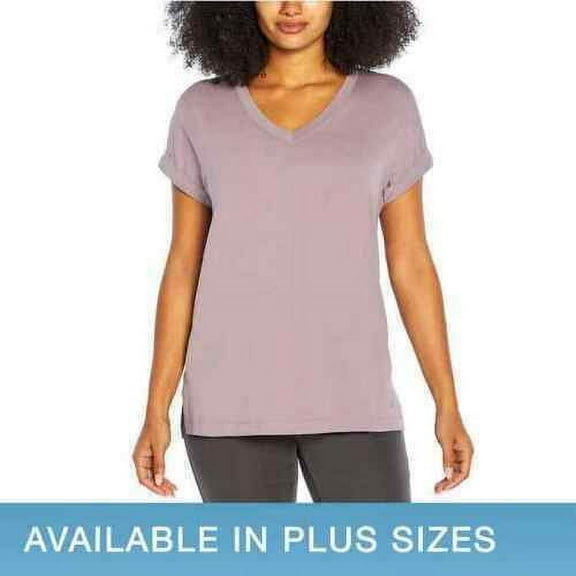 Banana Republic Women's V-neck Roll Sleeve Tee Shirt Casual Top (Purple, Small)