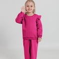 thumbnail image 2 of GYRATEDREAM Toddler Girls 2 Piece Outfits Ruffle Long Sleeve Pullover Sweatshirts and Sweatpants Fall Clothing Sets, 2 of 9