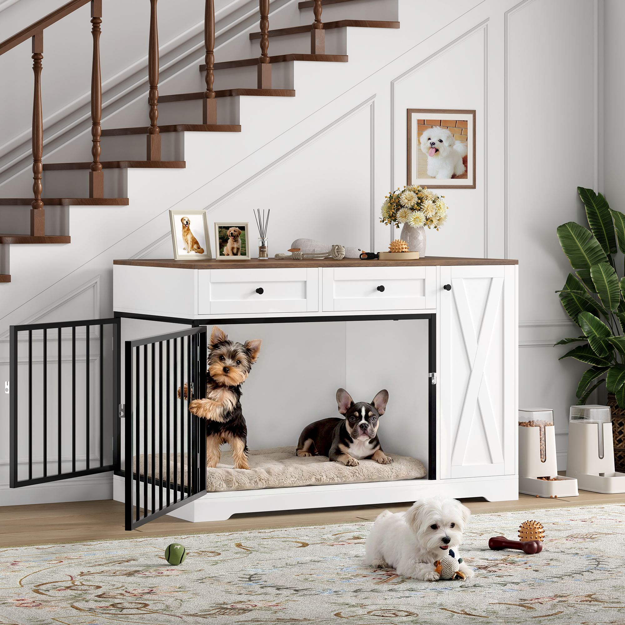 Homfa Dog Crate Furniture with Storage Cabinet