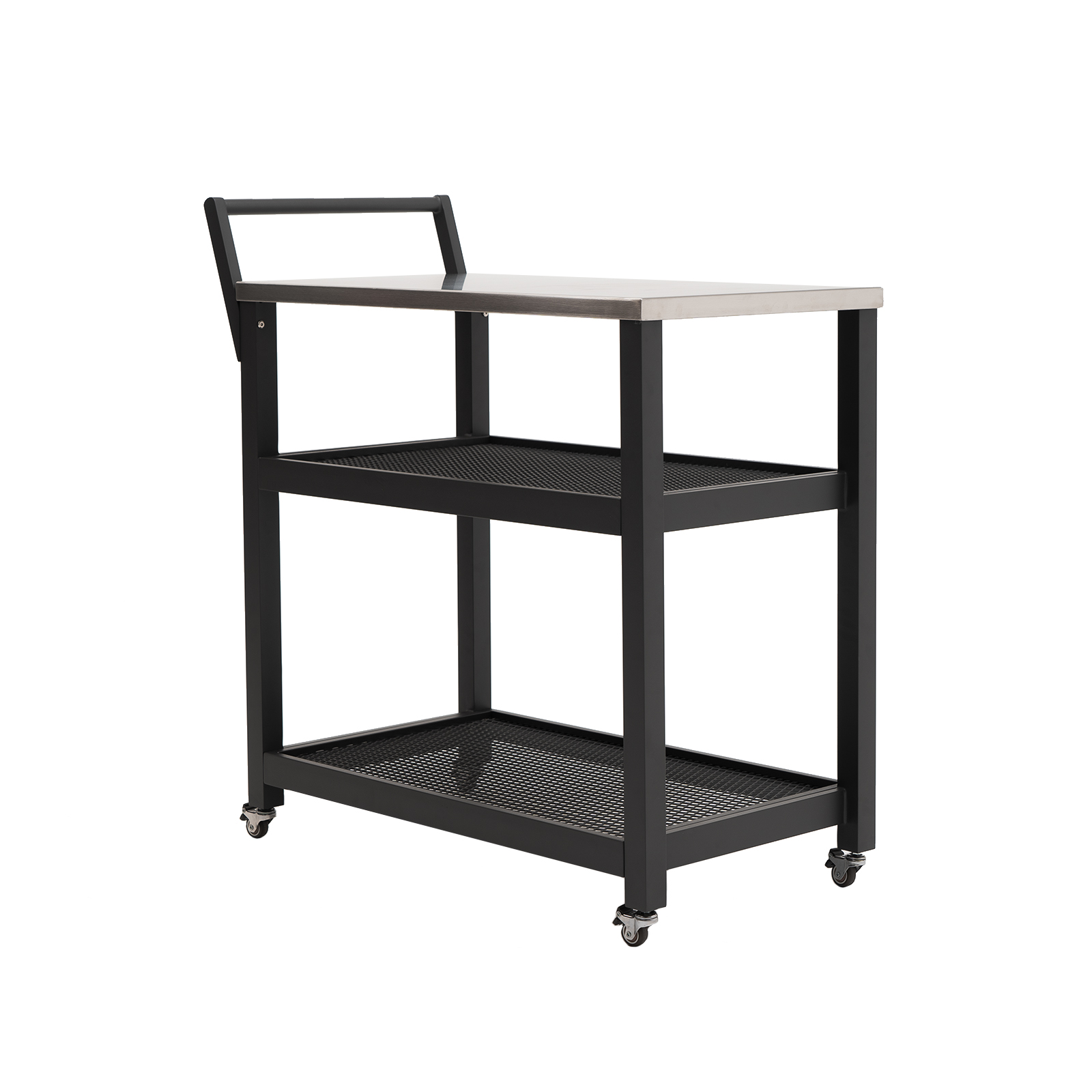Rolling Cart with 4 Wheels Three Shelves Prep Cart Outdoor Grill Table