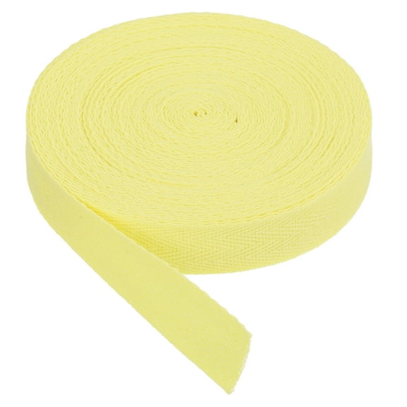 Cotton Twill Tape 3/4 Inch 10 Yards Cotton Ribbon Bias Binding Tape Herringbone Webbing Trim Light Yellow