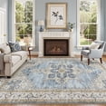thumbnail image 2 of Toyoso 8x10 Large Area Rug, Machine Washable Soft Polyester Vintage Medallion Rug, Non-Slip Distressed Oriental Carpet for Living Room Bedroom, Light Blue, 2 of 8
