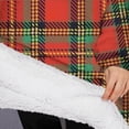 thumbnail image 3 of Oversized Wearable Blanket Hoodie,Red Green Checkerboard Checkered Pattern Sherpa Blanket Hoodie with Super Pockets,Super Warm Fuzzy Pullover for Women & Men, 3 of 6