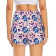 thumbnail image 4 of Uemuo blue record rock Skull Pattern Women's Athletic Shorts High Waisted Running Shorts with Liner Pockets Gym Elastic Workout Shorts-Small, 4 of 9