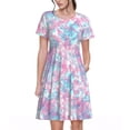 thumbnail image 1 of Balery Tie Dye Vestidos sueltos de manga corta para mujer, vestidos de verano 2025, vestidos casuales de corte A con vuelo., 1 of 6