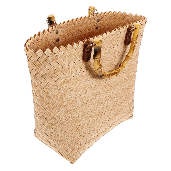 Phenofice Straw Woven Candy Basket Beige For Women Daily Outing 1Pack 11.8X11.4X5.1In