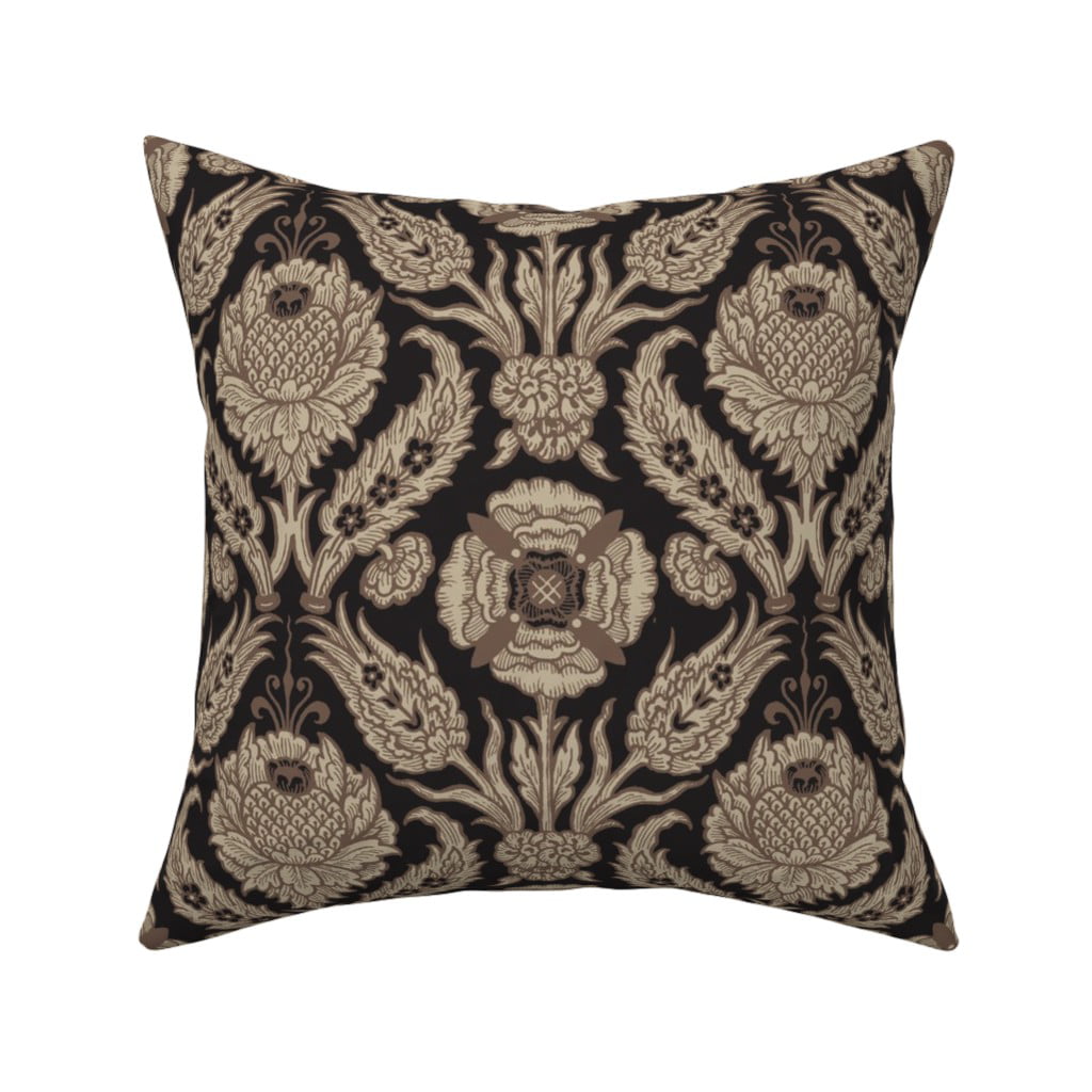 Floral William Morris Damask Throw Pillow Cover w Optional Insert by Roostery 