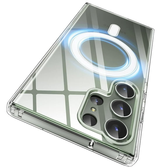 XG-Tech Case for Samsung Galaxy S24 Ultra Clear Case Compatible with MagSafe, Crystal Clear Slim Fit Thin Transparent Rugged Bumper Cover Built-in Magnetic Ring Heavy Duty Shockproof Cover (Clear)