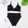 thumbnail image 3 of Gubotare Womens Bikini Tops High Waisted Tummy Control Ribbed Bikini Crop Top Brazilian Swimsuit Set 2 Piece,Black 4XL, 3 of 5