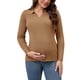 thumbnail image 1 of INSPIRAR CHIC Blusas de Maternidad para Mujeres, Suéter de Manga Larga, Cuello en V, Blusa Tunic, Ropa de Embarazo 2XL Marrón, 1 of 6