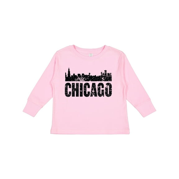 Inktastic Chicago Skyline Grunge Boys or Girls Long Sleeve Toddler T-Shirt