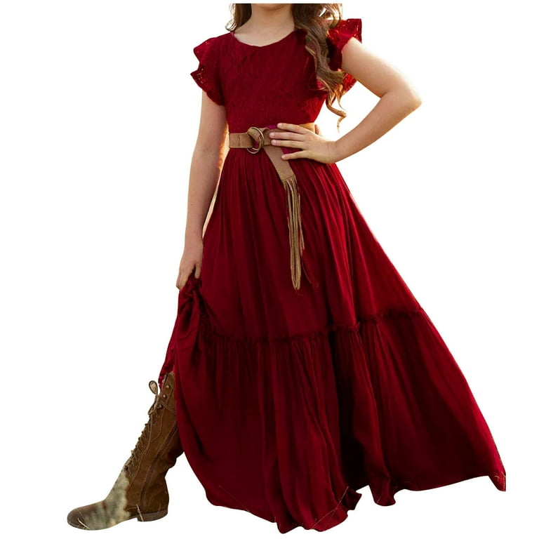 Red Backless Layered Gauze Princess Girl Dress Red Backless Layered Gauze Princess Girl Dress