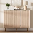 thumbnail image 5 of Fluted Buffet Sideboard Cabinet with 3 Doors, Modern Accent Cabinet with Adjustable Shelves, Kitchen Storage Cabinet with Golden Handles, Coffee Bar Cabinet for Kitchen, Oak, 5 of 8