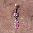 thumbnail image 2 of Body Candy 14G 316L Steel Navel Ring Piercing Pink Accent Feather Southwest Dangle Belly Button Ring, 2 of 3