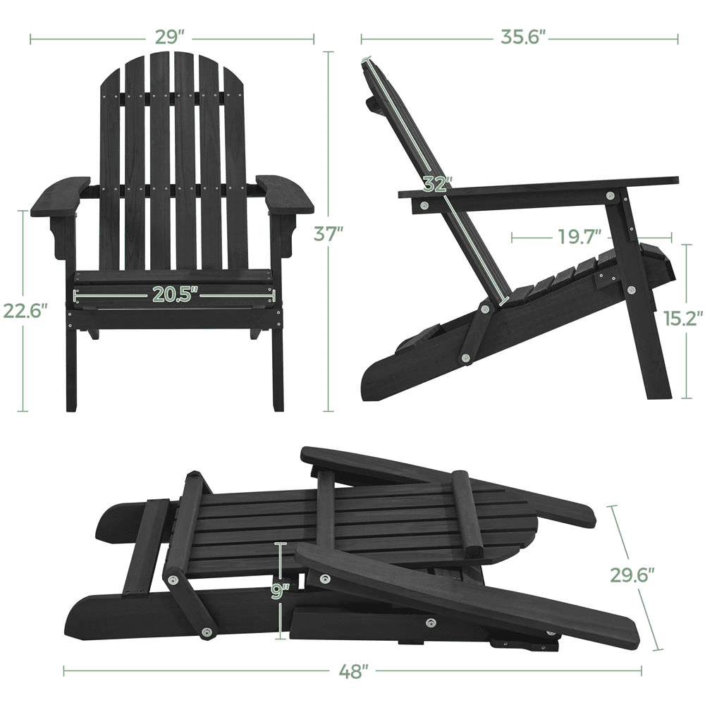 Smile Mart Fir, Metal Adirondack Chairs, Black