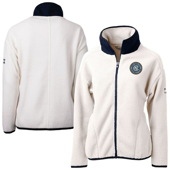 Women's Cutter & Buck Oatmeal New York City FC Cascade Eco Fleece Full-Zip Jacket