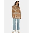 thumbnail image 4 of Time and Tru Women's Plaid Button Front Shacket, XS-XXXL, 4 of 5