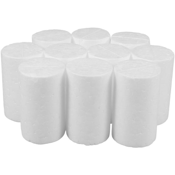 PAMINGONO 10Pcs White Foam Cylinders for Diy Craft Bases and Indoor Decorations All Ages