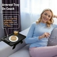 thumbnail image 2 of Couch Arm Tray Bamboo Sofa Clip on Side Table Foldable Couch Armrest Table with Phone Holder Food Trays for Eating/Drinks/Snacks/Remote, 2 of 7