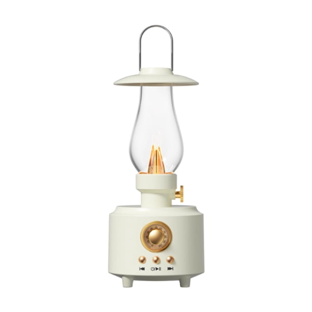 Lámpara de mesa retro con altavoz, USB, impermeable, recargable, estilo rústico. Blanco