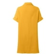thumbnail image 6 of Mohiass Women's Summer Cotton Shirt Dress Short Sleeves Button Down Knee Length Dresses Casual Loose Mini Dress with Pockets Yellow M, 6 of 6